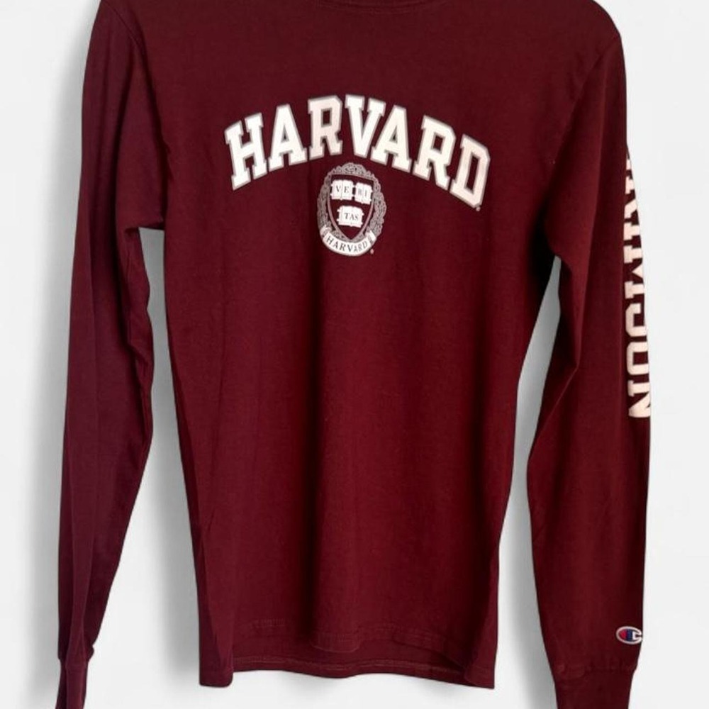 Champion Harvard University Crimson Red Long Sleeve Crest Shirt